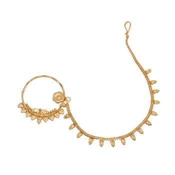 MANIKYA 24ct Gold-Plated Bridal Nath – Royal Traditional Design for Women & Girls
