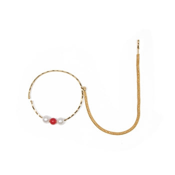 MANIKYA 24ct Gold-Plated Bridal Nath – Elegant Pearl Accent Wedding Nose Ring