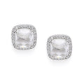 American Diamond Rhodium Plated Earrings Studs with Hydro CZ Stone – Round Cut