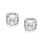 American Diamond Rhodium Plated Earrings Studs with Hydro CZ Stone – Round Cut