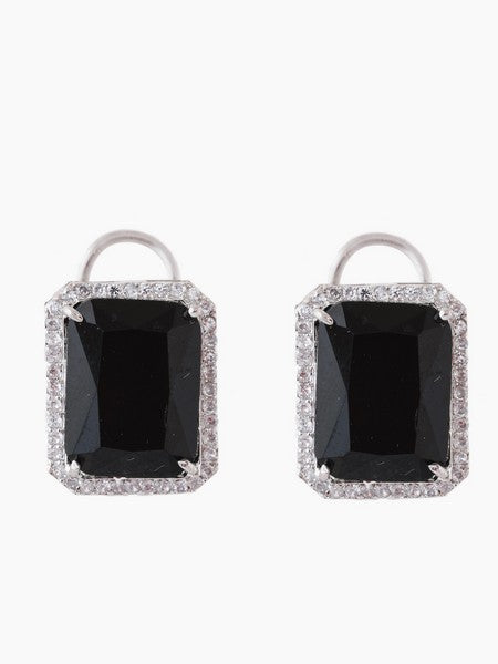 American Diamond Rhodium Plated Earrings Studs With Hydro CZ Stone – Romantic Blossom Edition