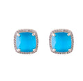 American Diamond Rhodium Plated Earrings Studs with Hydro CZ Stone – Square Cut