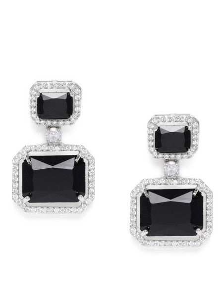 American Diamond Rhodium Plated Premium CZ Classic Stud Earrings – Signature Edition