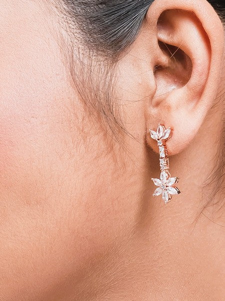 American Diamond Rhodium Plated Star Earrings with Hydro CZ Stone - Celestial Design