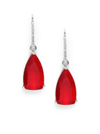 American Diamond Rhodium Plated Pear Shaped Earrings With Hydro CZ Stone