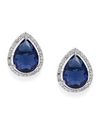 American Diamond Rhodium Plated Studs With Pear Shape CZ Stone