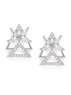 American Diamond Rhodium Plated Earrings Studs With Hydro CZ Stone