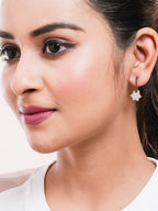 American Diamond Rhodium Plated Star Earrings with Hydro CZ Stone