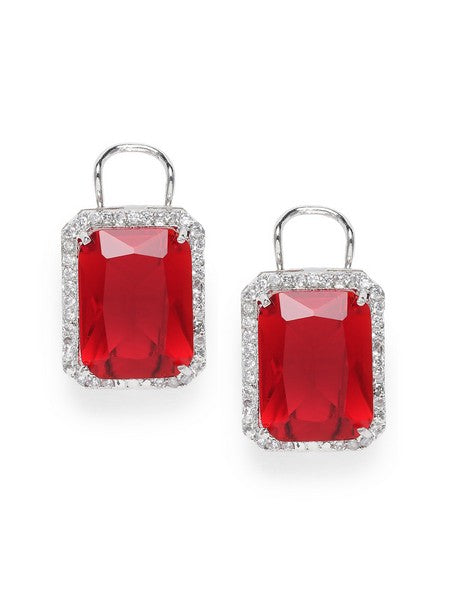 American Diamond Rhodium Plated Earrings Studs With Hydro CZ Stone – Romantic Blossom Edition