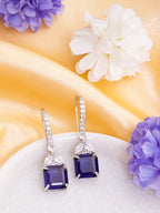 American Diamond Rhodium Plated Drop Earrings With Hydro CZ Stone