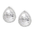 American Diamond Rhodium Plated Earrings Studs with Hydro CZ Stone – Oval Cut