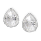 American Diamond Rhodium Plated Earrings Studs with Hydro CZ Stone – Oval Cut