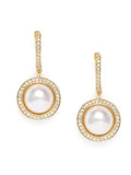 American Diamond Rhodium Plated Round Earrings with Hydro CZ Stone (Gold Tone)