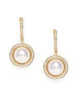 American Diamond Rhodium Plated Round Earrings with Hydro CZ Stone (Gold Tone)
