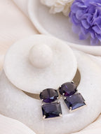 American Diamond Rhodium Plated Princess Cut Earrings With Hydro CZ Stone Earrings With Hydro CZ Stone