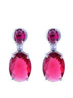 American Diamond Rhodium Plated Oval Shaped Earrings With Hydro CZ Stone