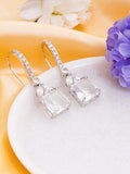 American Diamond Rhodium Plated Drop Earrings With Hydro CZ Stone ( Clear Stone )