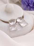 American Diamond Rhodium Plated Princess Cut Earrings With Hydro CZ Stone Earrings With Hydro CZ Stone