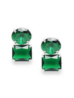 American Diamond Rhodium Plated Princess Cut Earrings With Hydro CZ Stone Earrings With Hydro CZ Stone