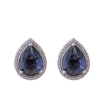 American Diamond Rhodium Plated Studs With Pear Shape CZ Stone