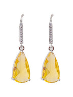 American Diamond Rhodium Plated Pear Shaped Earrings With Hydro CZ Stone