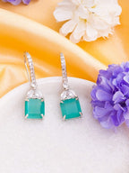 American Diamond Rhodium Plated Drop Earrings With Hydro CZ Stone