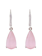 American Diamond Rhodium Plated Pear Shaped Earrings With Hydro CZ Stone