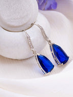 American Diamond Rhodium Plated Pear Shaped Earrings With Hydro CZ Stone