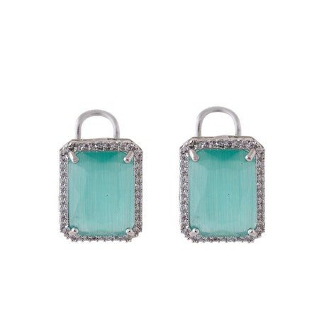 American Diamond Rhodium Plated Earrings Studs With Hydro CZ Stone – Romantic Blossom Edition
