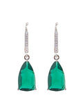 American Diamond Rhodium Plated Pear Shaped Earrings With Hydro CZ Stone