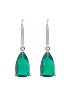 American Diamond Rhodium Plated Pear Shaped Earrings With Hydro CZ Stone