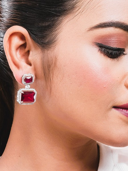 American Diamond Rhodium Plated Premium CZ Classic Stud Earrings – Signature Edition