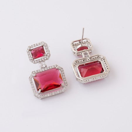American Diamond Rhodium Plated Premium CZ Classic Stud Earrings – Signature Edition