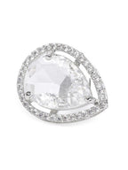 American Diamond Rhodium Plated Earrings Studs with Hydro CZ Stone – Oval Cut