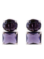 American Diamond Rhodium Plated Princess Cut Earrings With Hydro CZ Stone Earrings With Hydro CZ Stone