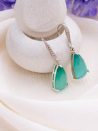 American Diamond Rhodium Plated Pear Shaped Earrings With Hydro CZ Stone