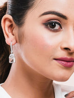 American Diamond Rhodium Plated Drop Earrings With Hydro CZ Stone