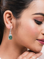 American Diamond Rhodium Plated Drop Earrings With Hydro CZ Stone