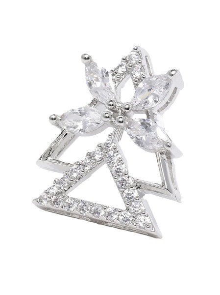 American Diamond Rhodium Plated Earrings Studs With Hydro CZ Stone