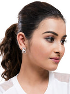 American Diamond Rhodium Plated Princess Cut Earrings With Hydro CZ Stone Earrings With Hydro CZ Stone