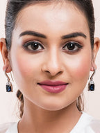 American Diamond Rhodium Plated Drop Earrings With Hydro CZ Stone