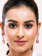 American Diamond Rhodium Plated Drop Earrings With Hydro CZ Stone