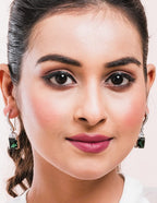 American Diamond Rhodium Plated Drop Earrings With Hydro CZ Stone