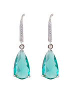 American Diamond Rhodium Plated Pear Shaped Earrings With Hydro CZ Stone