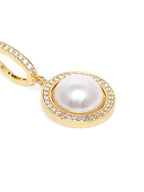 American Diamond Rhodium Plated Round Earrings with Hydro CZ Stone (Gold Tone)
