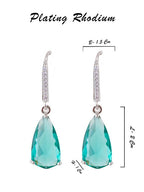 American Diamond Rhodium Plated Pear Shaped Earrings With Hydro CZ Stone