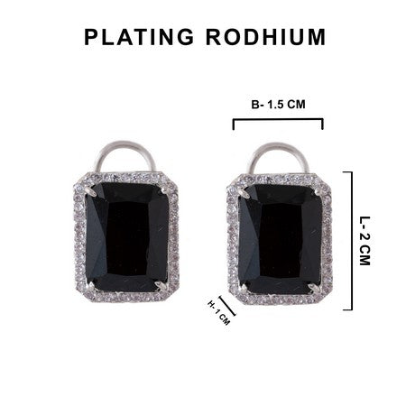 American Diamond Rhodium Plated Earrings Studs With Hydro CZ Stone – Romantic Blossom Edition