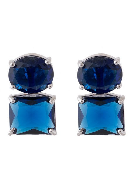 American Diamond Rhodium Plated Princess Cut Earrings With Hydro CZ Stone Earrings With Hydro CZ Stone