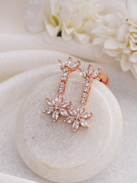 American Diamond Rhodium Plated Star Earrings with Hydro CZ Stone - Celestial Design