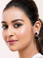 American Diamond Rhodium Plated Box Shape Earrings With Hydro CZ Stone